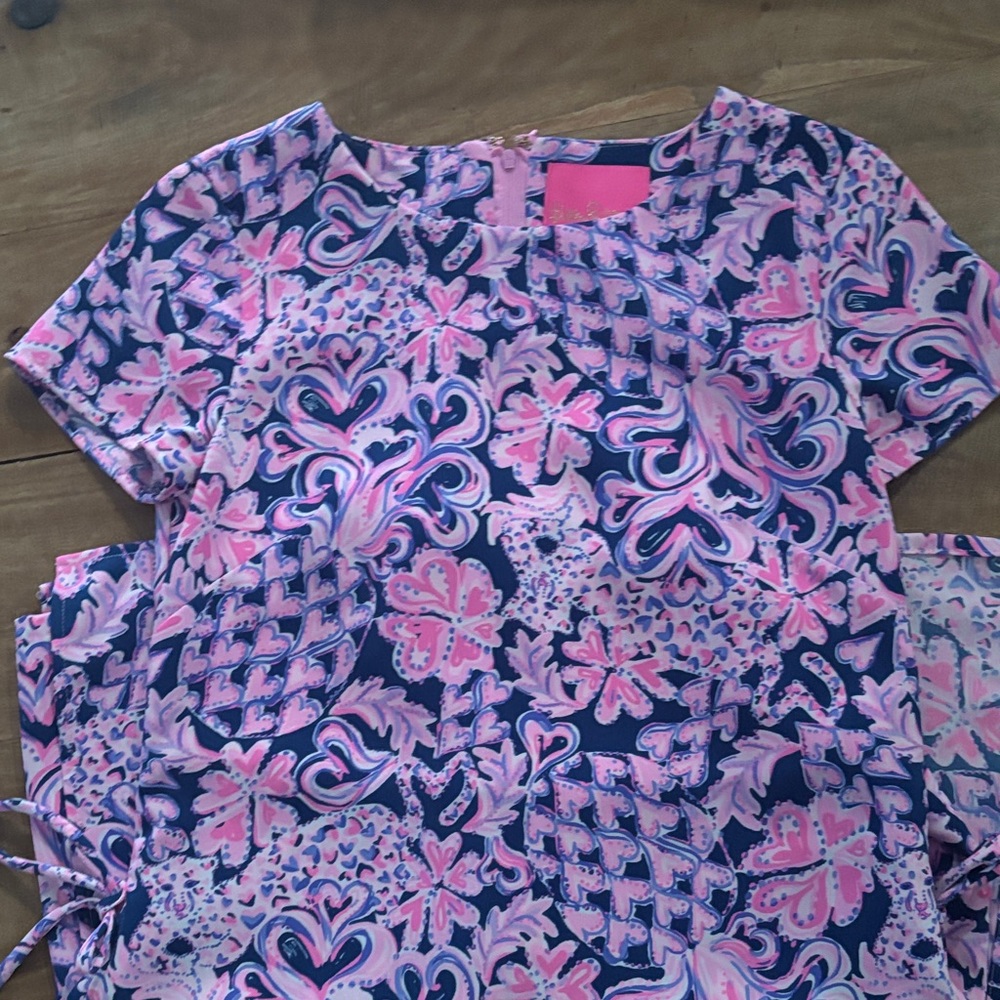 Lily Pulitzer Pink and Blue Patterned Romper Size 0 - Picture 8 of 8